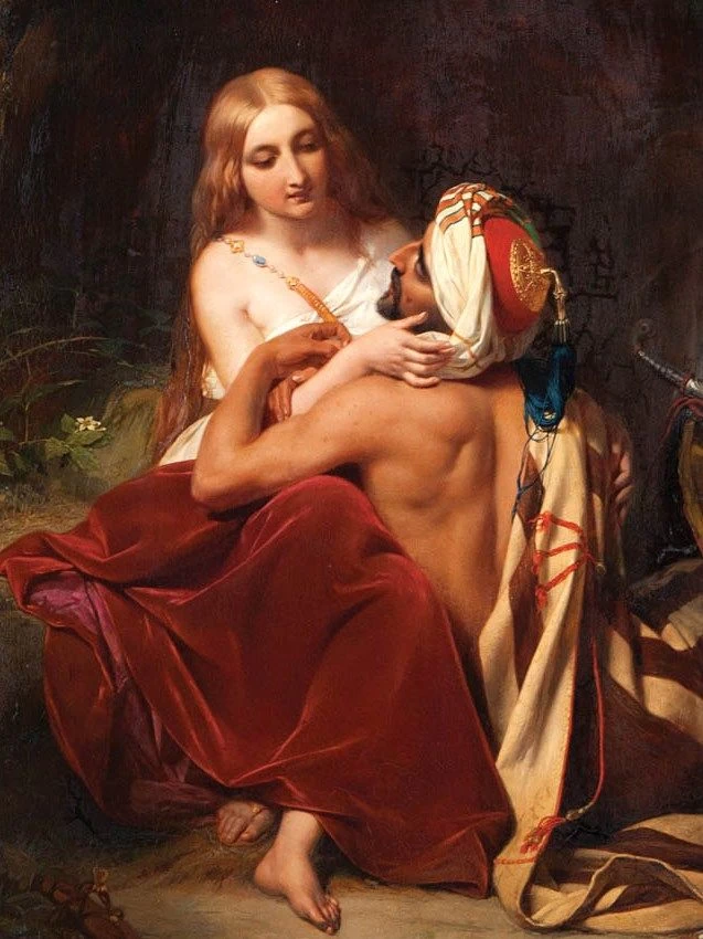 Joseph van Lerius - Scena d'amore orientale, 1857, dettaglio